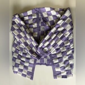 Purple and White Checkered Cardigan